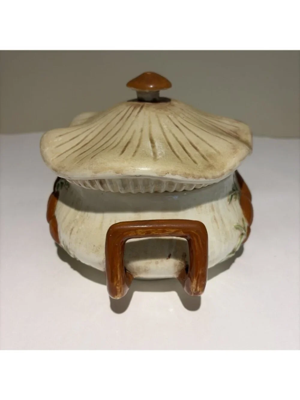 Vintage Arnels Merry Mushroom Centerpiece Bowl W/ Lid &Handles 9” Kitschy 1972